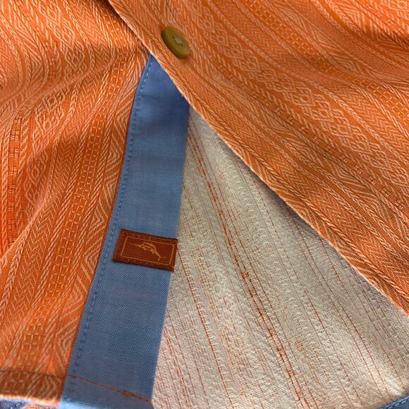 Tommy Bahama Short Sleeve Orange Button Down Casual Shirt Size XXL - Picture 8 of 9